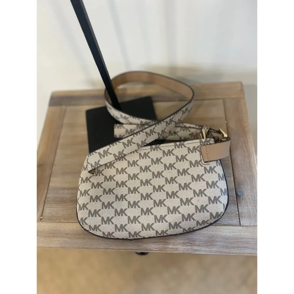 Michael Kors Tan + Brown MK Logo Belt Bag Sz L/XL